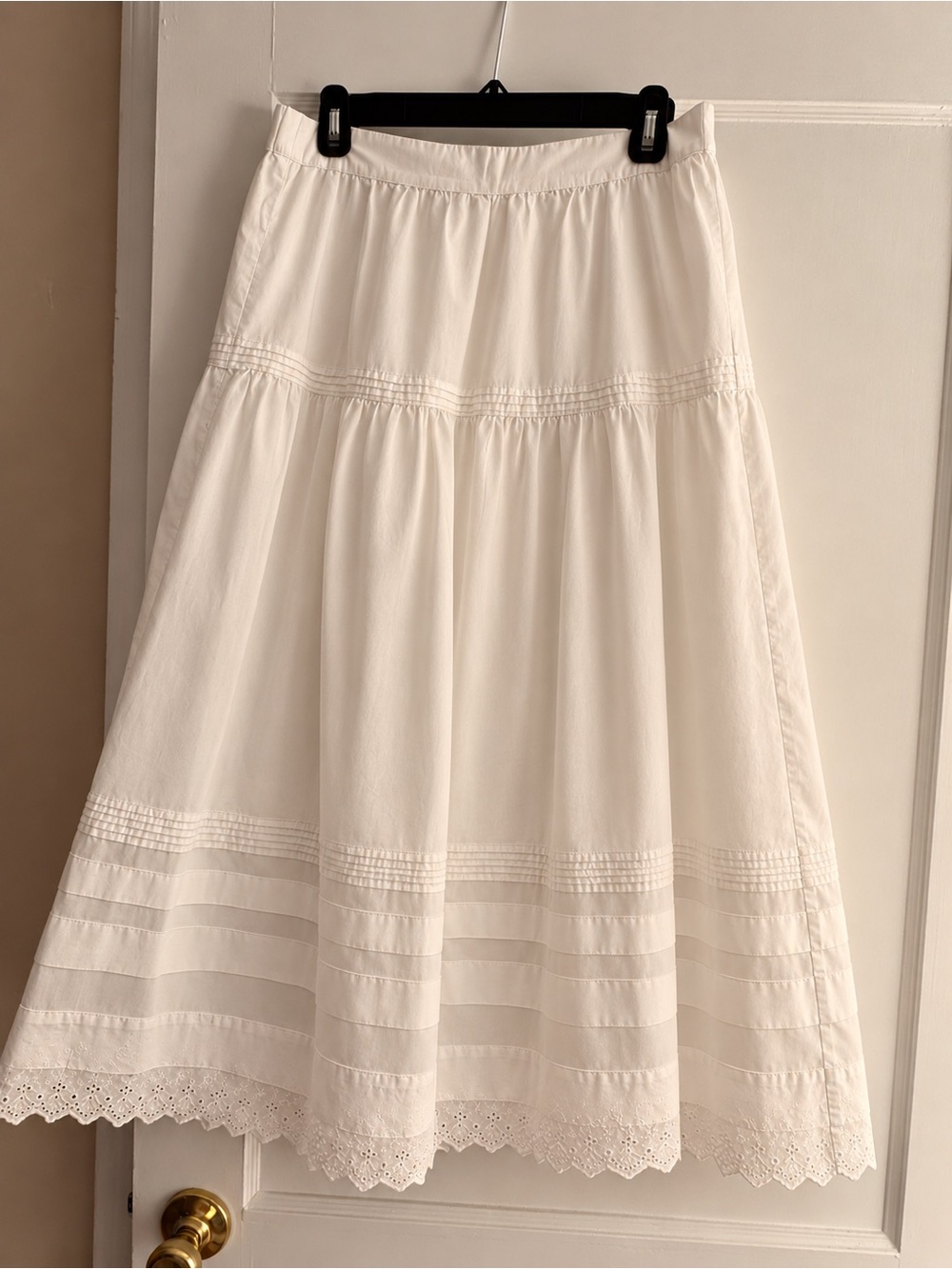 Quince White Tiered Organic Cotton Maxi Skirt